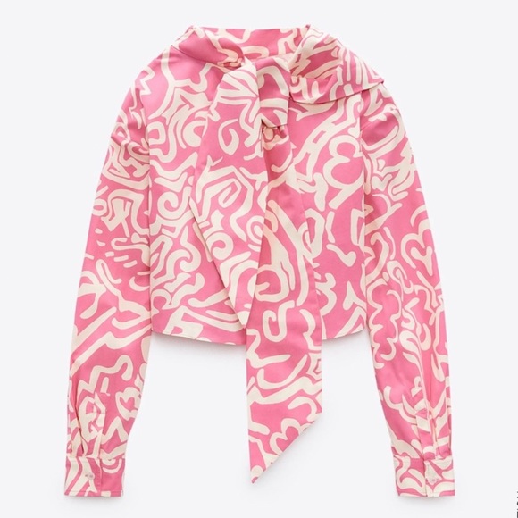 Zara Tops - Zara Tie Neck Cropped Top, Size Small